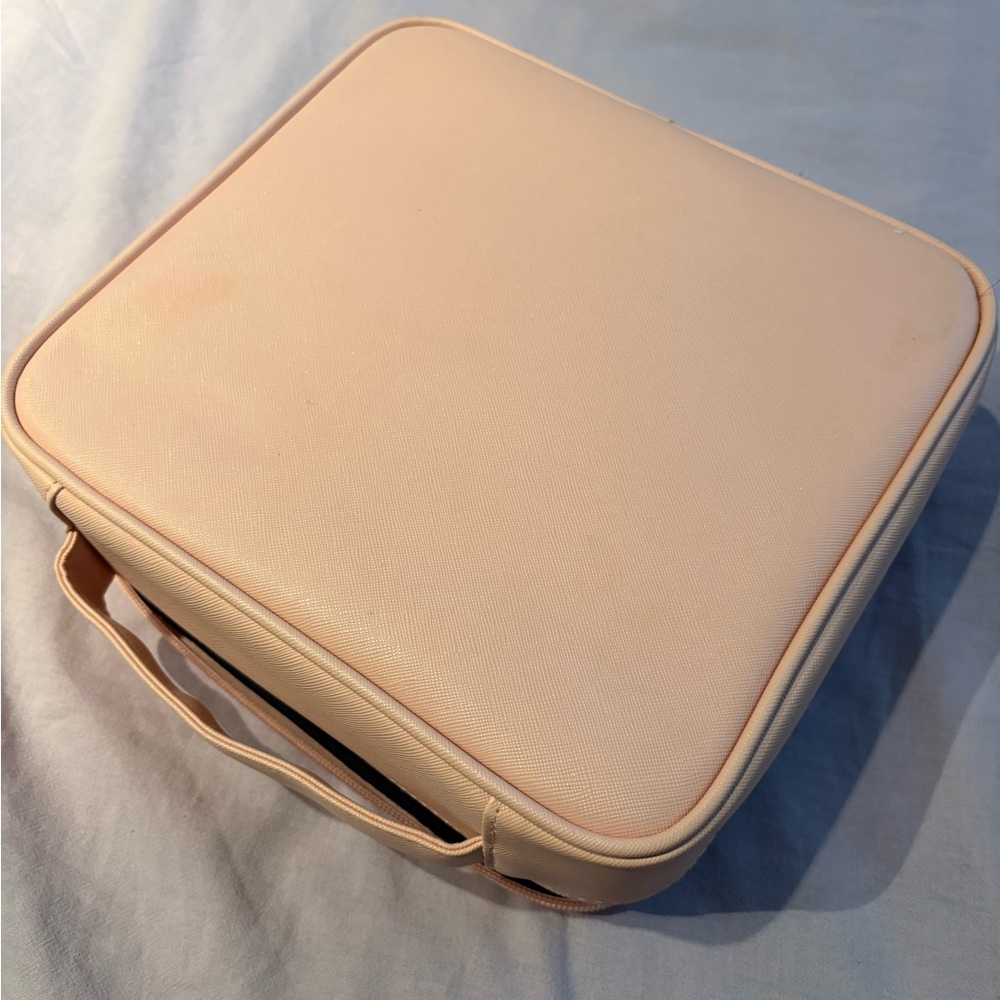 Light Pink Travel Makeup Train Case
